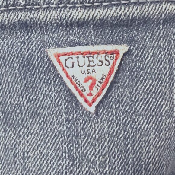 Guess-Los Angeles Women's Sz.28 Distressed Frayed Bottom Kick Crop Jeans-Vintage - Picture 11 of 16